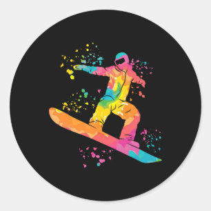 Adesivo Redondo Snowboarder Colorful Snowboard 44