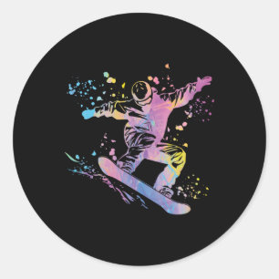 Adesivo Redondo Snowboarder Colorful Snowboard 48