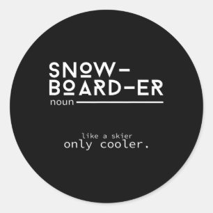 Adesivo Redondo Snowboarder Definição Engraçado Snowboard Winter S