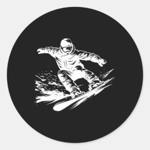 Adesivo Redondo Snowboarder Desenhando Snowboard Slope