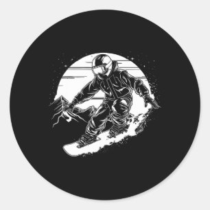 Adesivo Redondo Snowboarder Desenhando Snowboard Slope 2