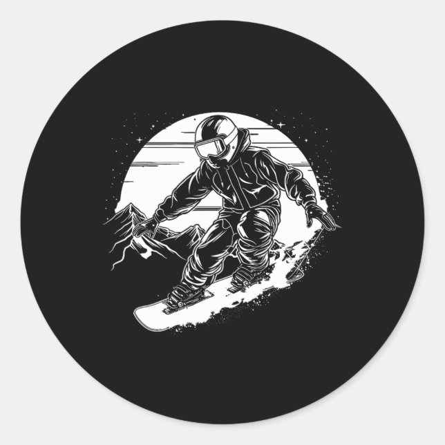 Adesivo Redondo Snowboarder Desenhando Snowboard Slope 2 (Frente)