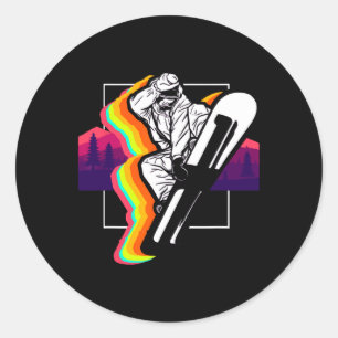 Adesivo Redondo Snowboarder Extreme Winter Sports Snowboard 1