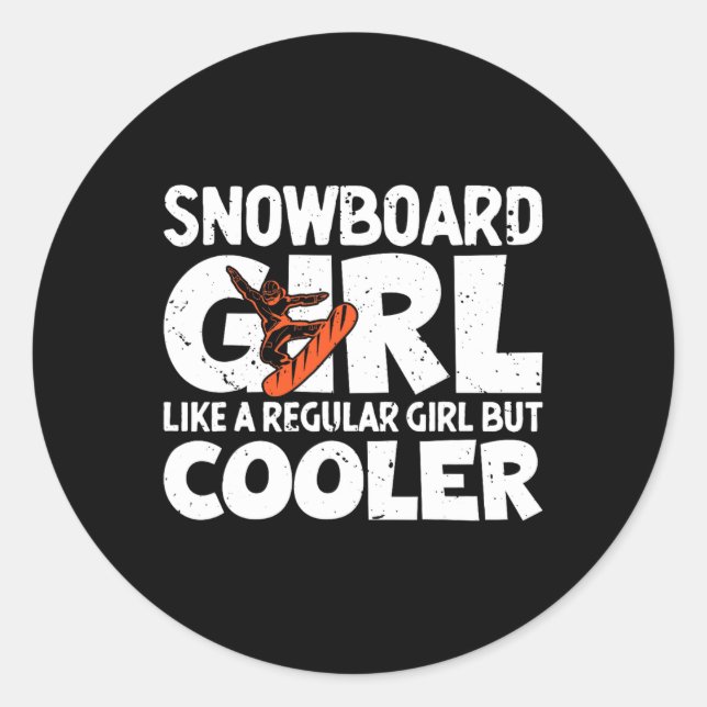 Adesivo Redondo Snowboarder Girl Snowboard Gifs Wint (Frente)