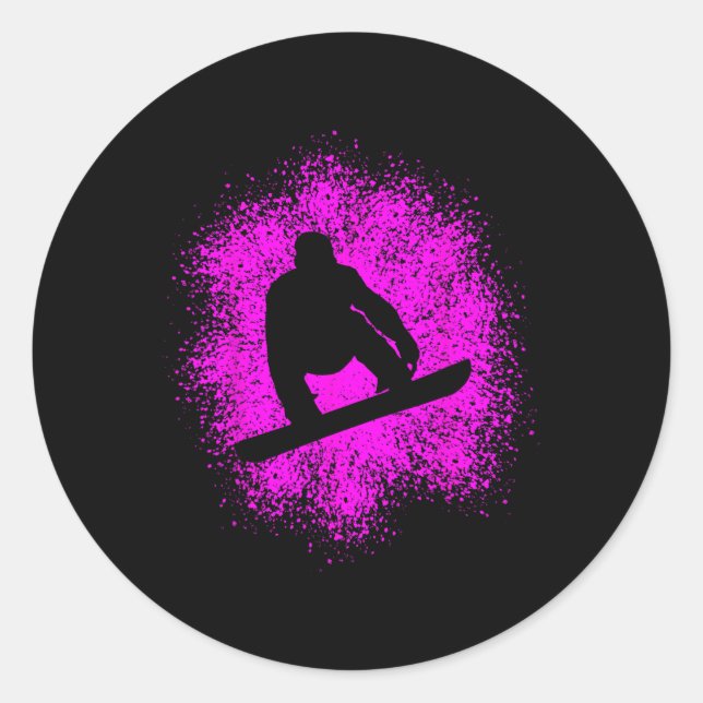 Adesivo Redondo Snowboarder Homens (Frente)