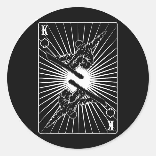 Adesivo Redondo Snowboarder King Freestyle Mounties Snowboard (Frente)