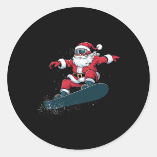 Adesivo Redondo Snowboarder Natal Papai Noel Claus Snowboard Snowb