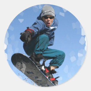 Adesivo Redondo Snowboarder nos Stickers