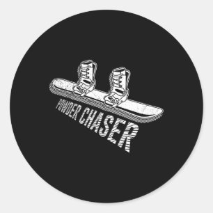Adesivo Redondo Snowboarder Powder Chaser Funny Snowboard Child