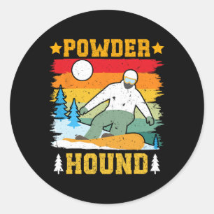 Adesivo Redondo Snowboarder Powder Hound Engraçado Crianças de Sno