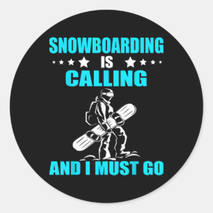 Adesivo Redondo Snowboarder Snowboard Está A Chamar Snowboard Wint