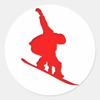 Adesivo Redondo Snowboarder vermelho