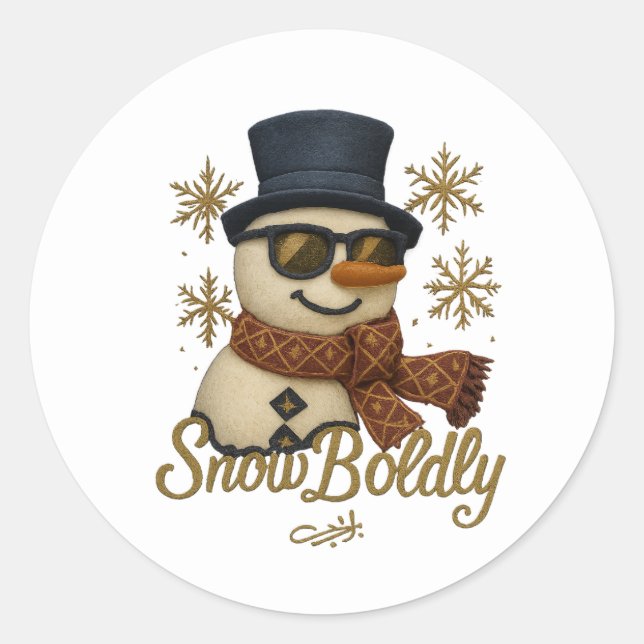 Adesivo Redondo SnowBuddy Glitter Snowman (Frente)