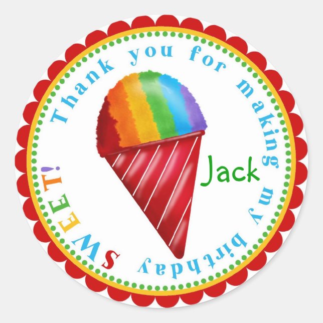 Adesivo Redondo Snowcone Birthday Stickers (Frente)