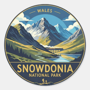 Adesivo Redondo Snowdonia National Park Wales Viagem