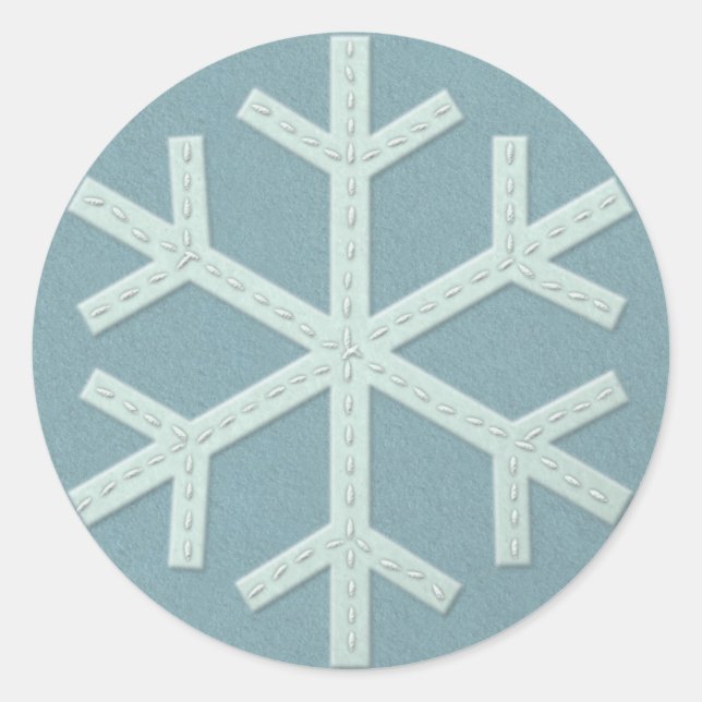 Adesivo Redondo Snowflake Aqua Blue Faux Felt (Frente)