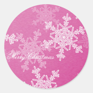 Adesivo Redondo Snowflake de Rosa Feliz de Natal - Script Minimali