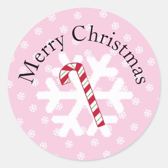 Adesivo Redondo Snowflake e Candy Cane Classic Round Sticker (Frente)