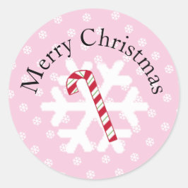 Adesivo Redondo Snowflake e Candy Cane Classic Round Sticker