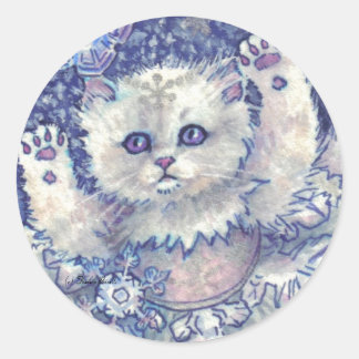 Adesivo Redondo Snowflake Kitten Stickers