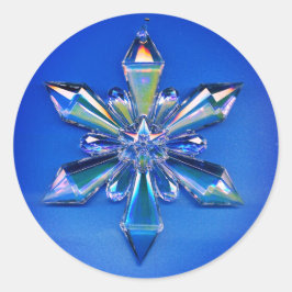 Adesivo Redondo Snowflake Ornament Pavilhão de Natal Azul