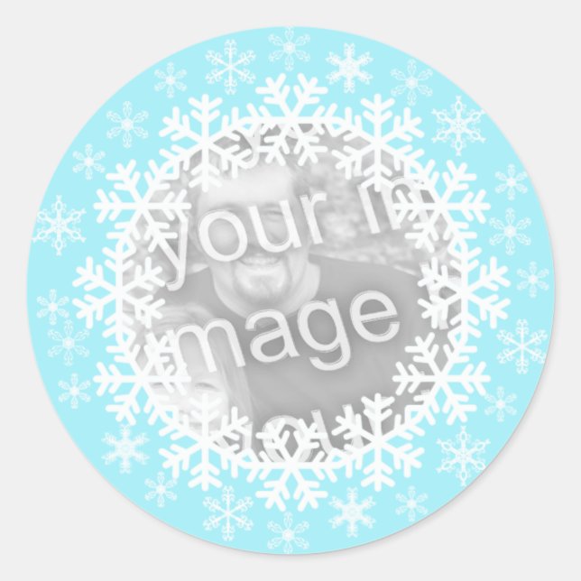 Adesivo Redondo Snowflake Photo Stickers (Frente)