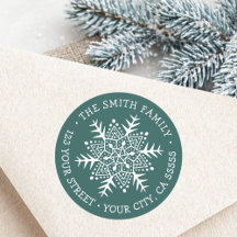 Snowflake pine green return address