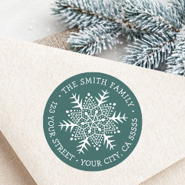 Adesivo Redondo Snowflake pine green return address