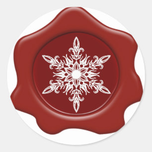 Adesivo Redondo Snowflake Red Wax Seal Stickers
