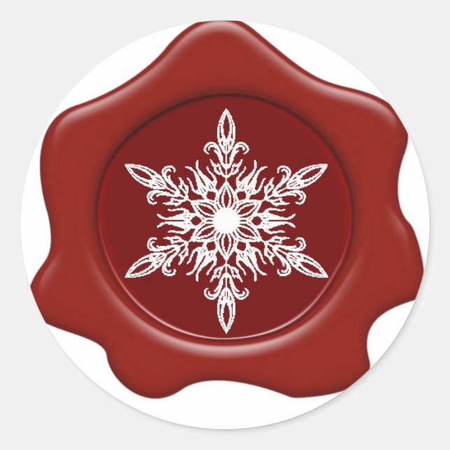 Adesivo Redondo Snowflake Red Wax Seal Stickers (Frente)
