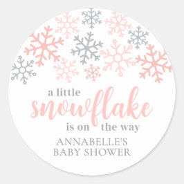 Adesivo Redondo Snowflake Winter Girl Baby Shower