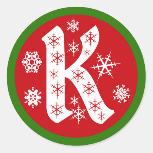 Adesivo Redondo Snowflakes Monograma - Letra K