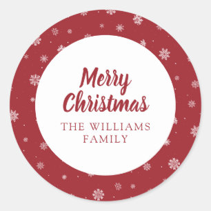 Adesivo Redondo Snowflakes Red Holiday Sticker