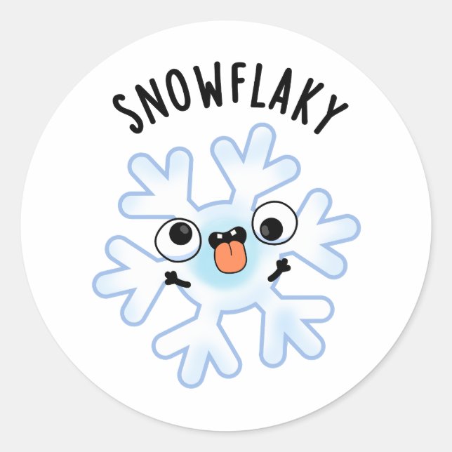 Adesivo Redondo Snowflaky Funny Snow Flake Pun (Frente)