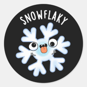 Adesivo Redondo Snowflaky Funny Snow Flake Pun Dark BG