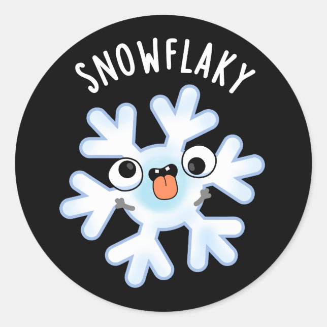 Adesivo Redondo Snowflaky Funny Snow Flake Pun Dark BG (Frente)