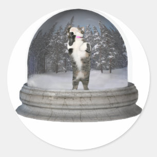 Adesivo Redondo Snowglobe do gato
