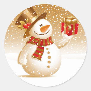 Adesivo Redondo Snowman