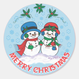 Adesivo Redondo Snowman