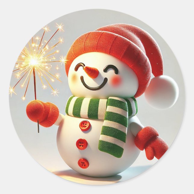 Adesivo Redondo Snowman animado (Frente)