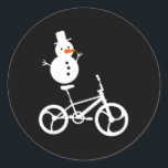 Adesivo Redondo Snowman Bmx Bike Christmas Winter Funny Cycling Sp<br><div class="desc">Snowman Bmx Bike Natal Inverno Engraçado Ciclismo Engraçado Esporte Crianças</div>