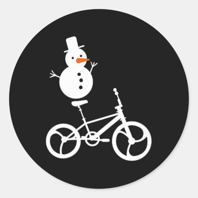Adesivo Redondo Snowman Bmx Bike Christmas Winter Funny Cycling Sp (Frente)