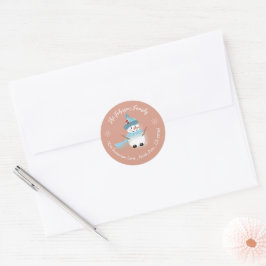 Adesivo Redondo Snowman Bonito Salmão Rosa Envelope de Natal