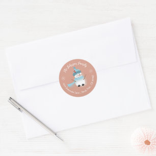 Adesivo Redondo Snowman Bonito Salmão Rosa Envelope de Natal