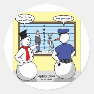 Adesivo Redondo Snowman Bunny Suspeito Sutil Ofertas e Camisetas