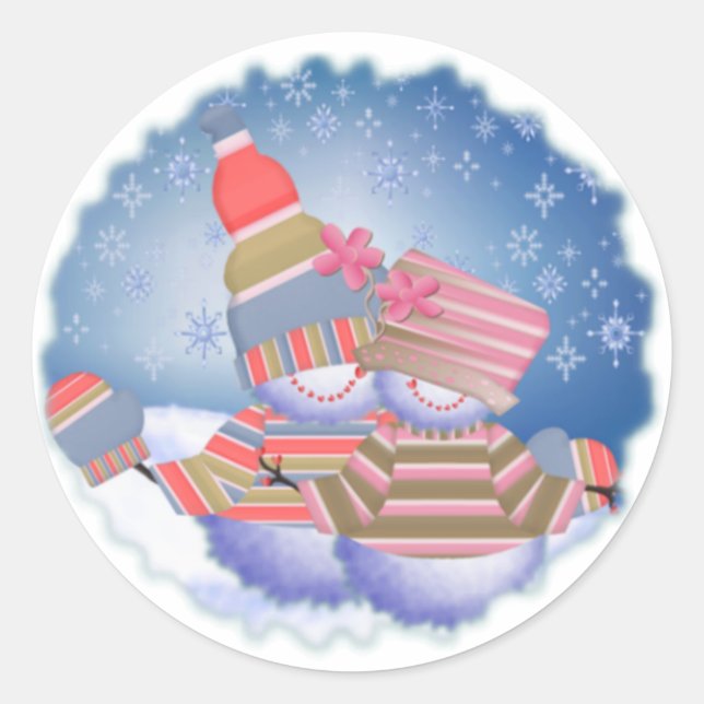 Adesivo Redondo Snowman Casal Sticker (Frente)