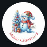 Adesivo Redondo Snowman Christmas<br><div class="desc">Vinhetas de Natal de Neve</div>
