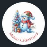 Adesivo Redondo Snowman Christmas<br><div class="desc">Vinhetas de Natal de Neve</div>