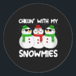 Adesivo Redondo Snowman Christmas Chillin With My Snowmies Ugly Gi<br><div class="desc">Snowman Christmas Chillin with My Snowmies Ugly Gift</div>