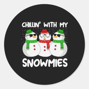 Adesivo Redondo Snowman Christmas Chillin With My Snowmies Ugly Gi
